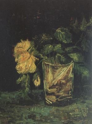 Vincent Van Gogh Glass with  Roses (nn04) oil painting image